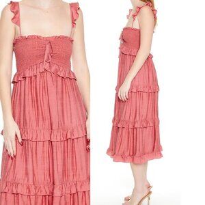 Forever 21 Rose Tiered Ruffle Midi Dress XL